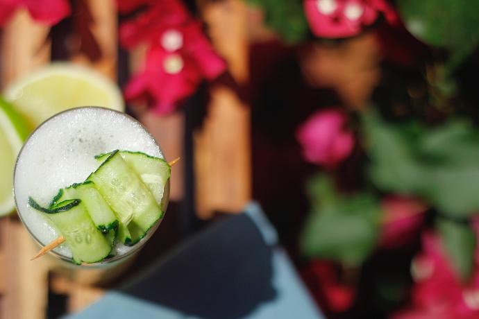 sliced cucumber on clear glass bowl