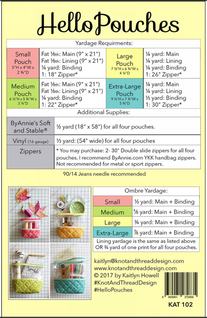 HELLO POUCHES PATTERN