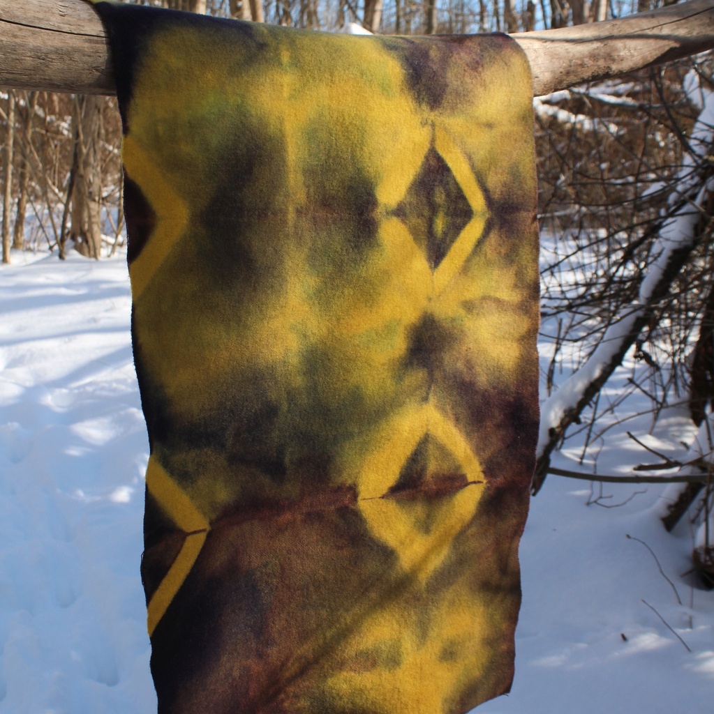 Hand Dyed Shibori Wool - Daffodil Dusk