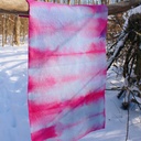 Hand Dyed Shibori Wool - Strawberry Sky