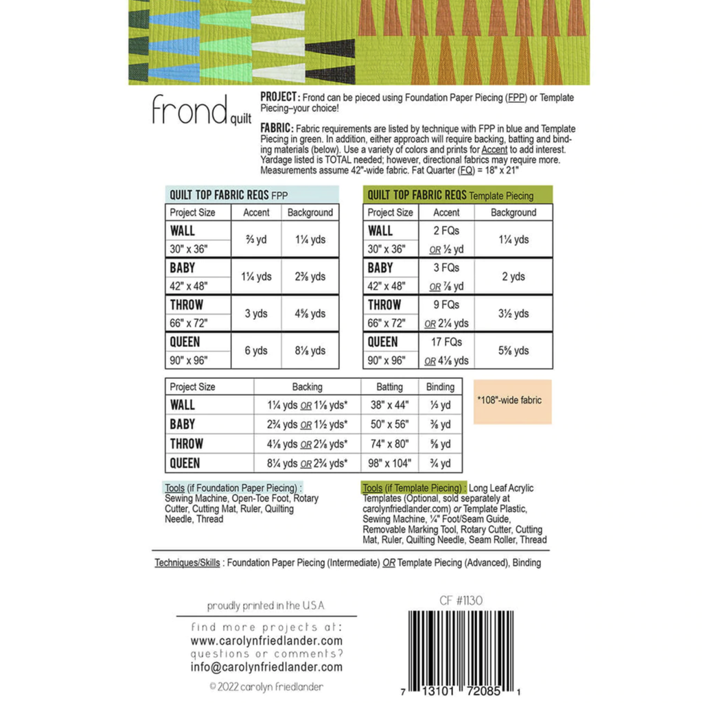 Frond Quilt Pattern, Carolyn Friedlander