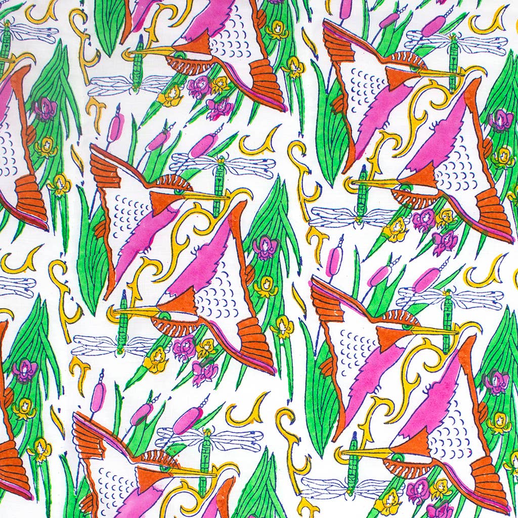 'Kingfisher', Indian Block Printed Cotton Scarf