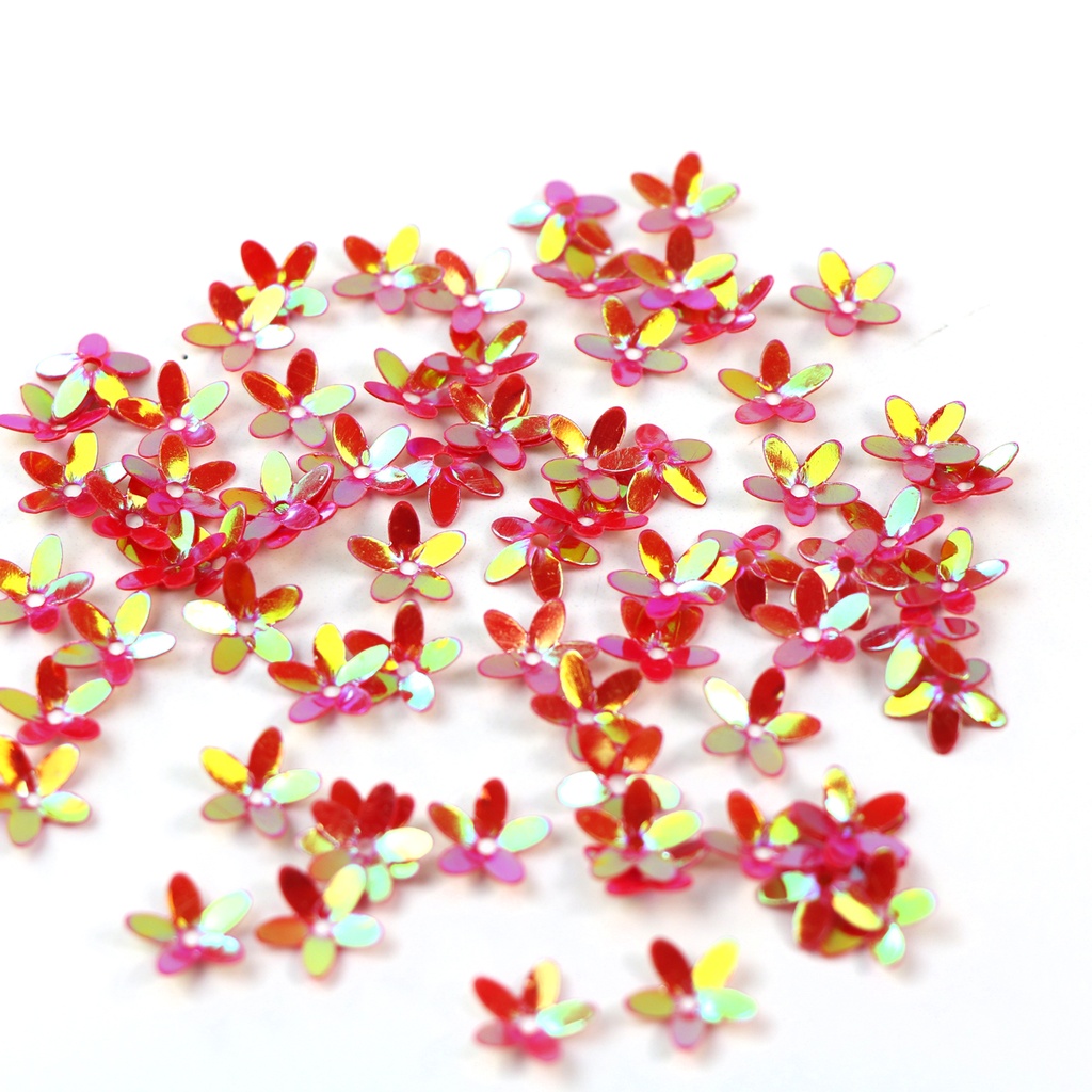 10mm Daisy Sequins, Red with Green & Gold Lights