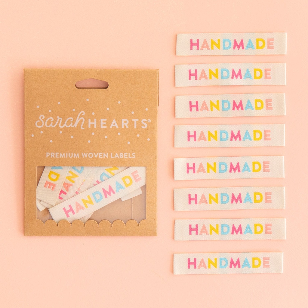 "Handmade"  Colorful Sewing Woven Labels, 8pk