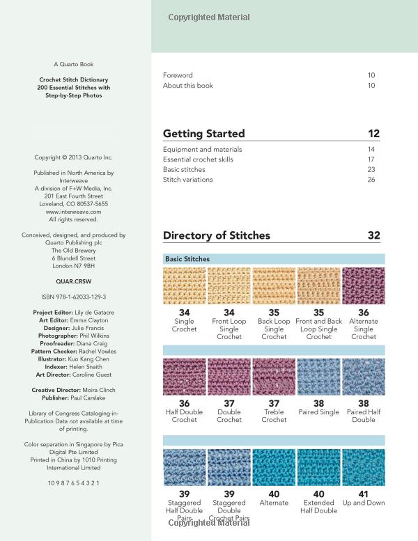 Crochet Stitch Dictionary Book