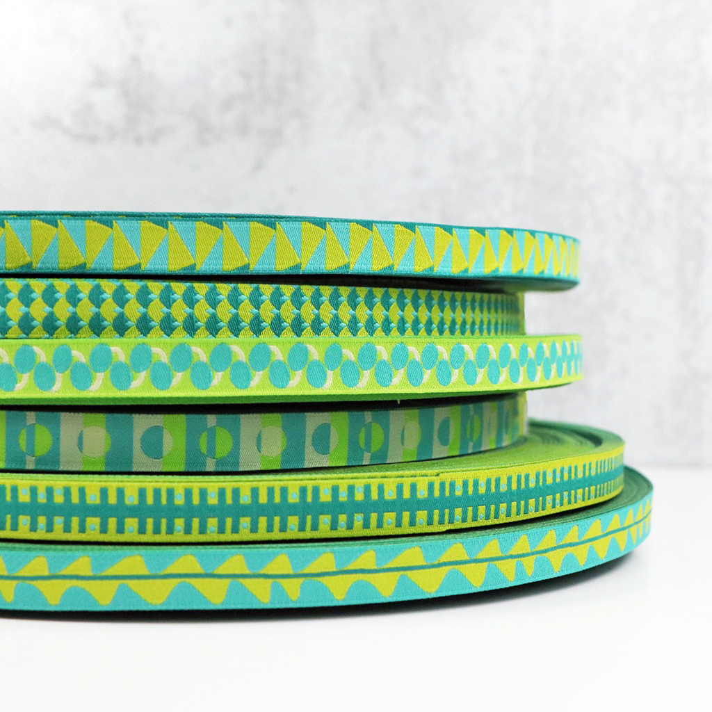 Double Fan Palm Stem On Chartreuse Ribbon