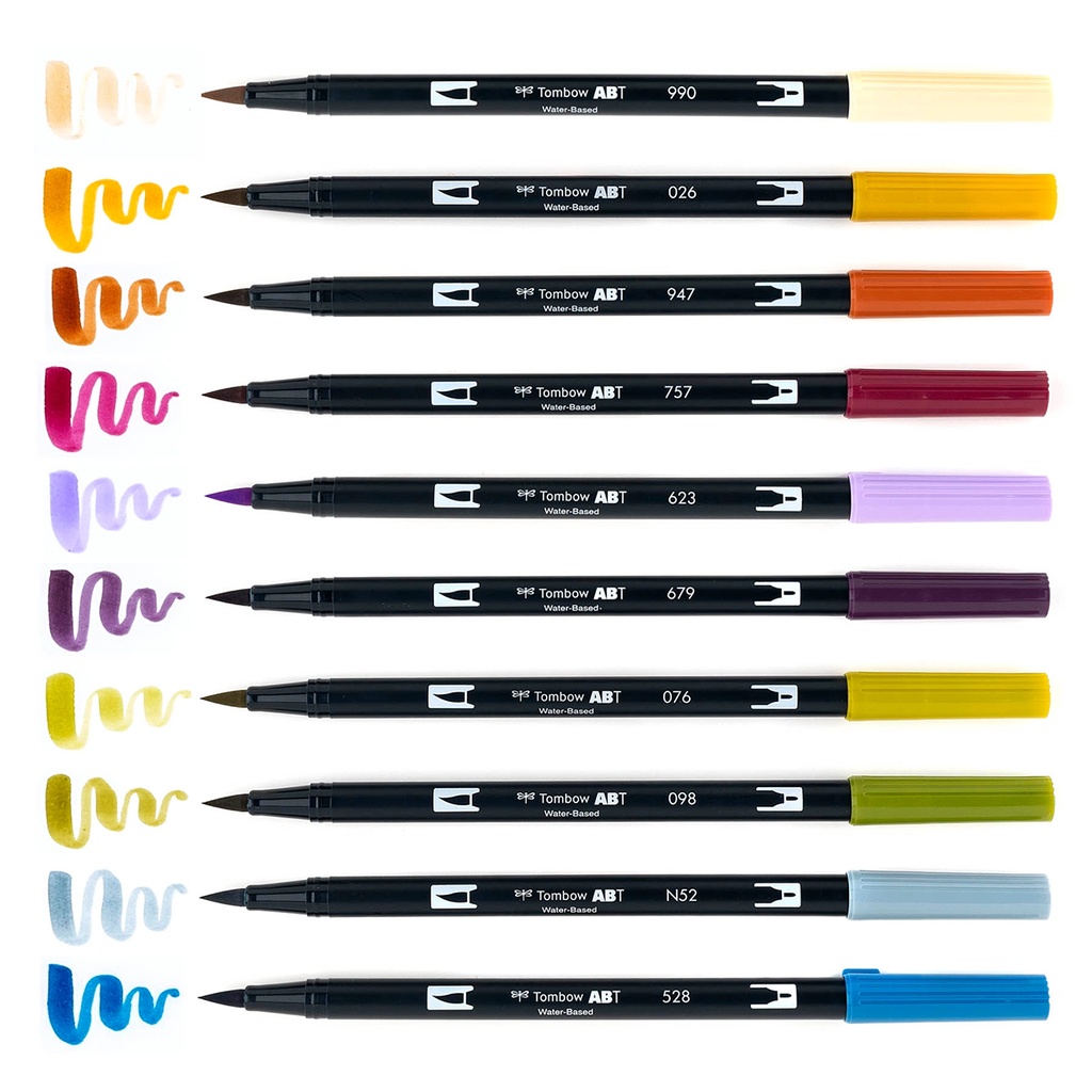 Muted, 10pk Dual Brush Pen Art Markers