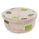 Lidded Sewing Basket, Green Squares
