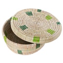 Lidded Sewing Basket, Green Squares