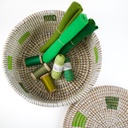 Lidded Sewing Basket, Green Squares