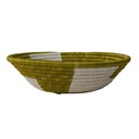12" Large Rwandan Basket - Olive Geo