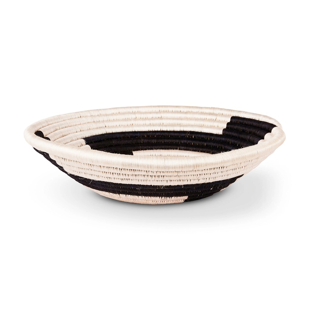 12" Modern Woven Bowl - Black Geo