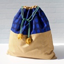 2 Tulips Project Pouch + Pattern, Indigo Cheddar