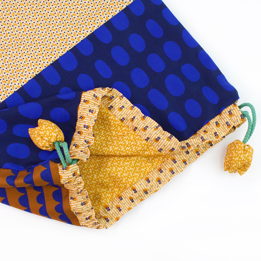2 Tulips Project Pouch + Pattern, Indigo Cheddar