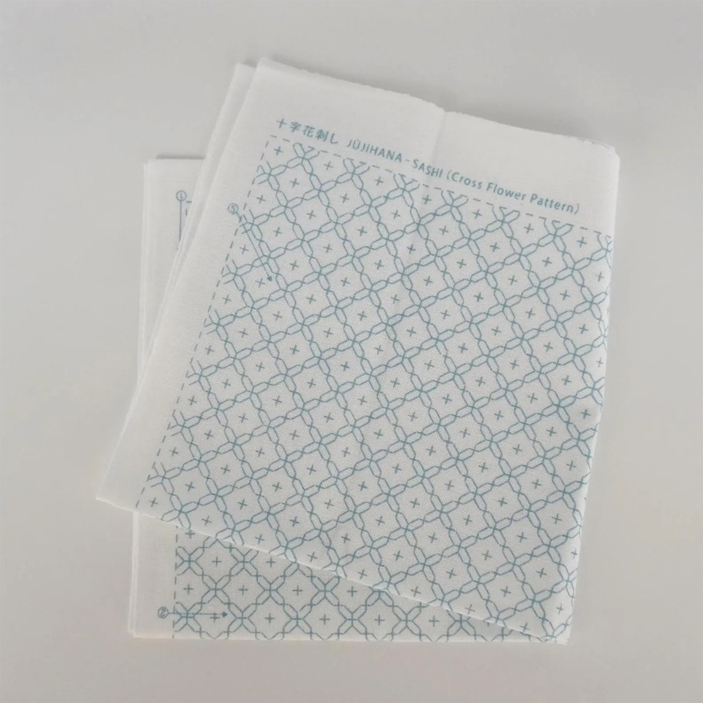 Cross Flower, Sashiko Cloth, White