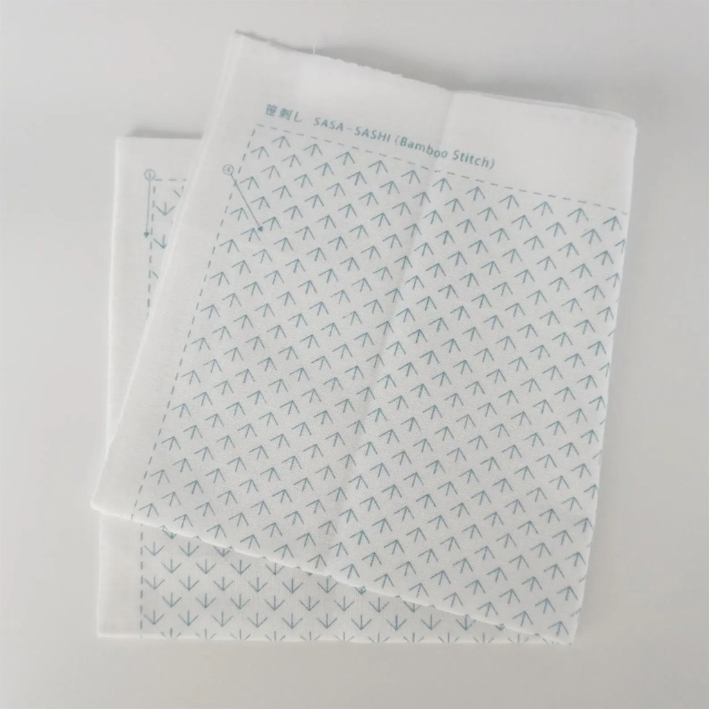 Bamboo Grass, Sashiko Cloth, White