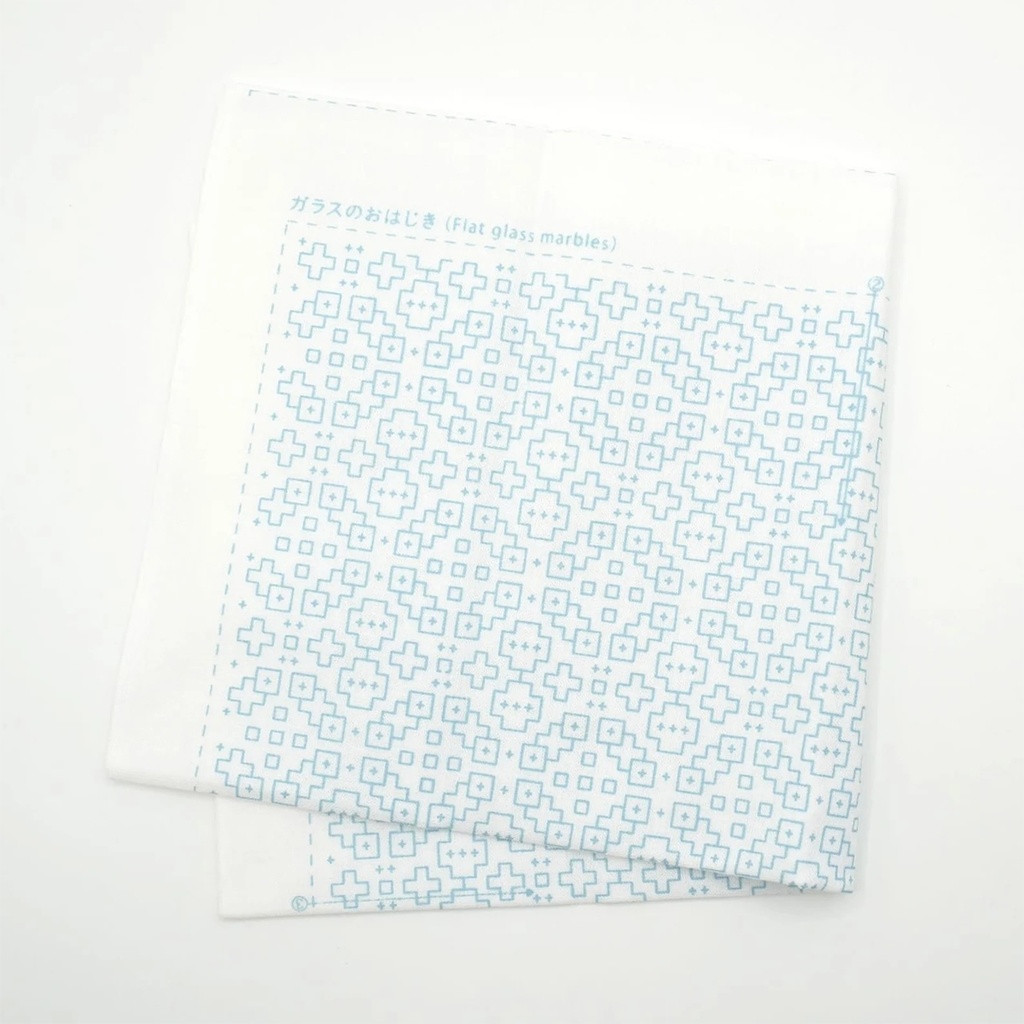 Flat Glass Marbles, Sashiko Cloth, White
