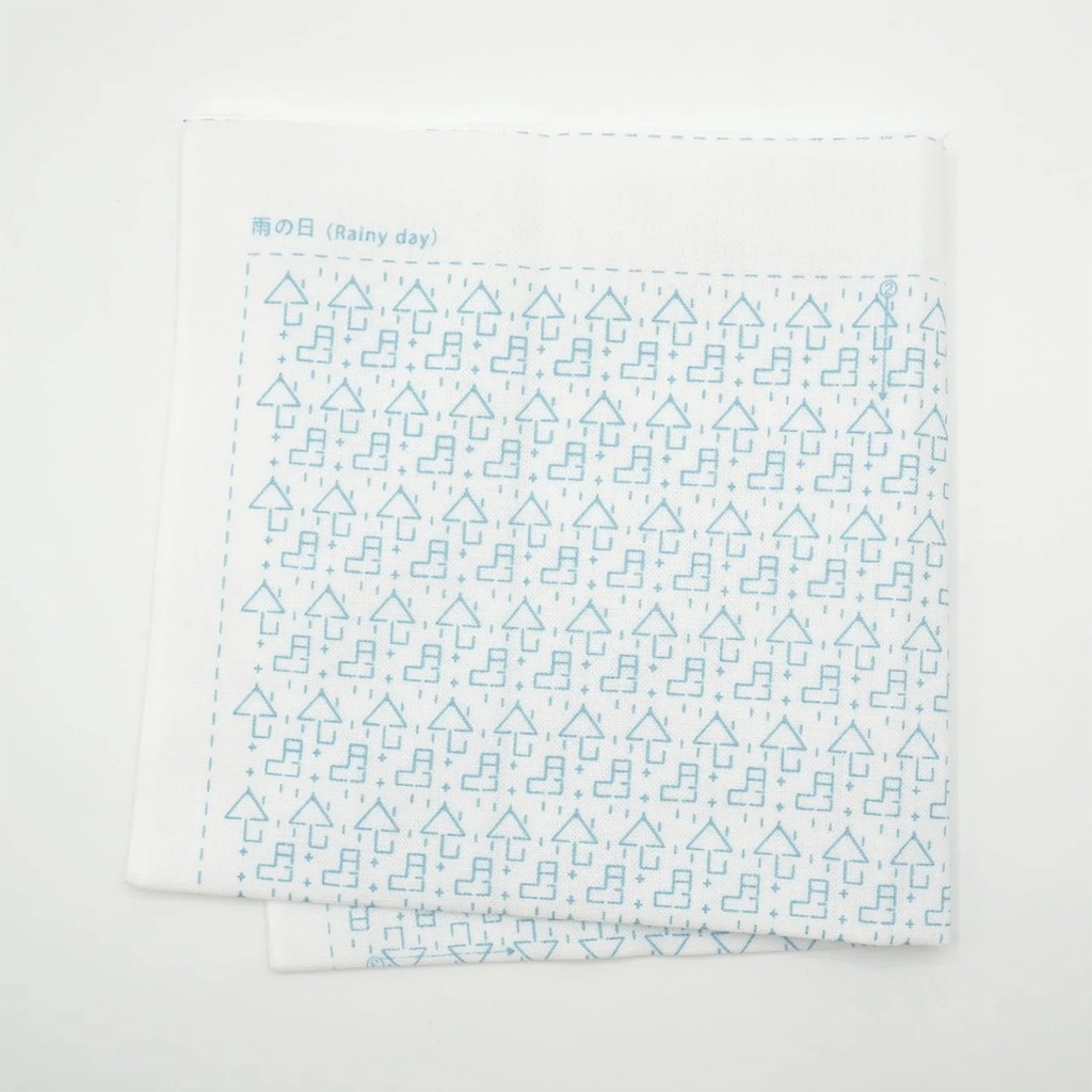 Rainy Day, Sashiko Cloth, White