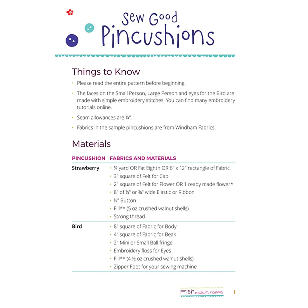 Sew Good Pincushions Pattern
