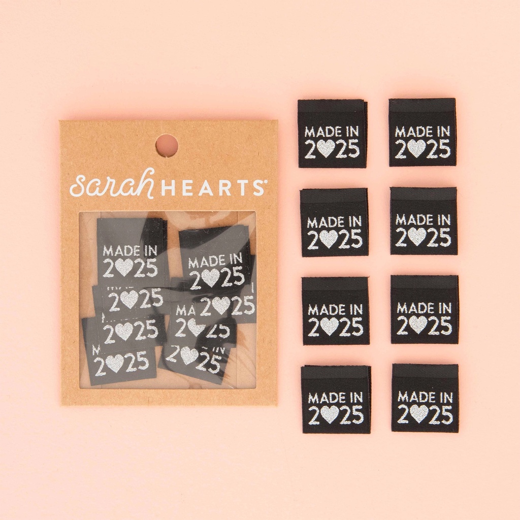 "Made in 2025" Silver Woven Labels, 8pk