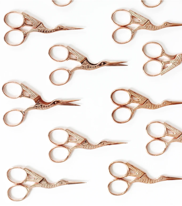 Small Rose Gold Crane Scissors