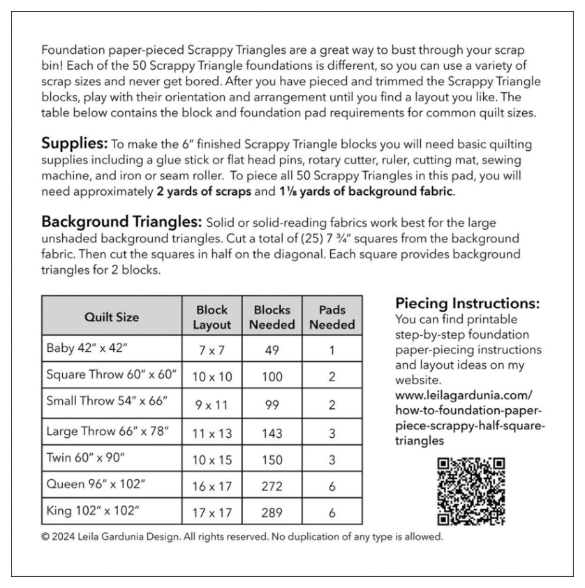 Scrappy Triangle Foundation Paper-Piecing Pad