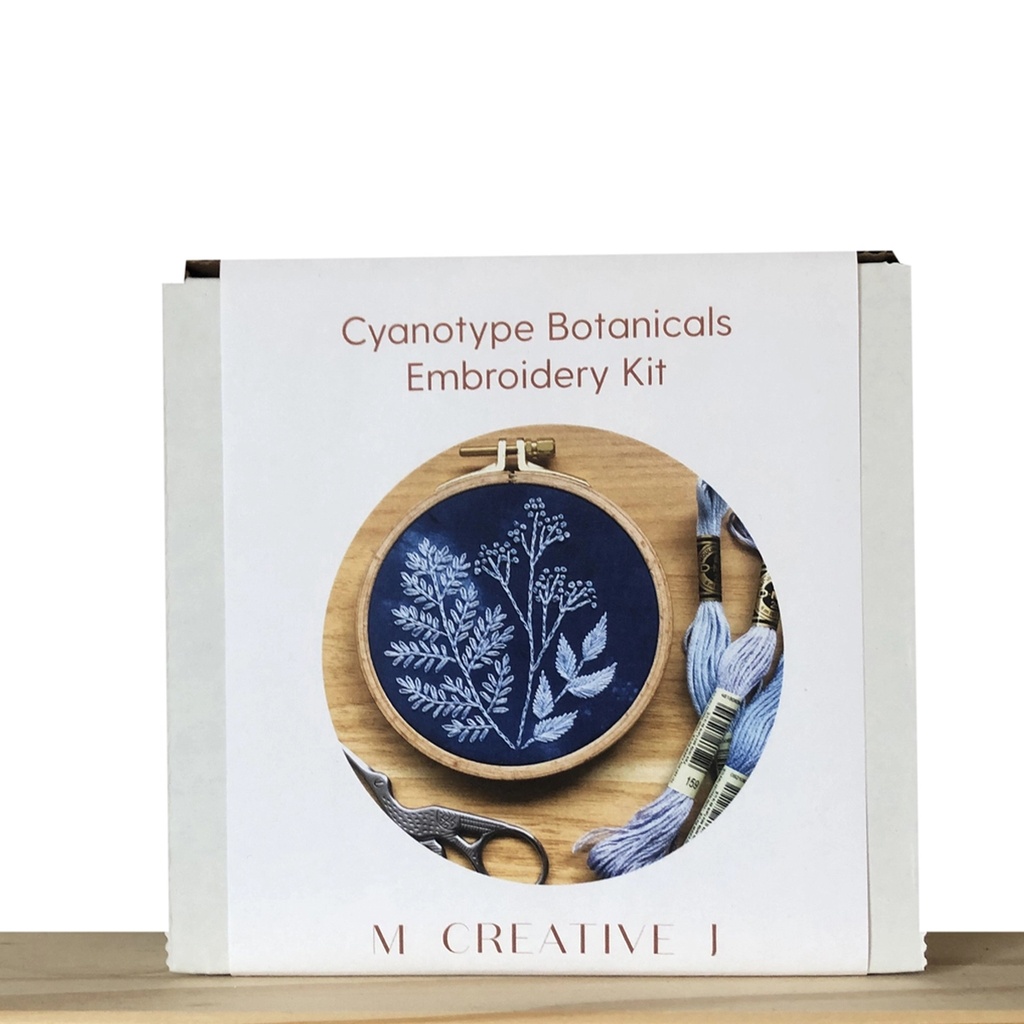 Cyanotype Botanicals- Beginner Embroidery Diy Craft Kit