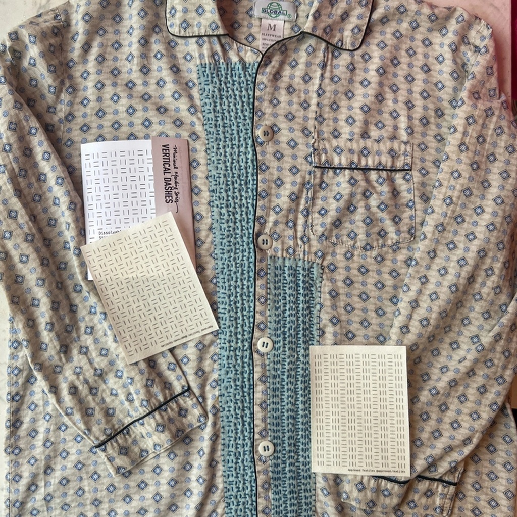 Vertical Dashes - Minimal Mending + Embellishment Transfer