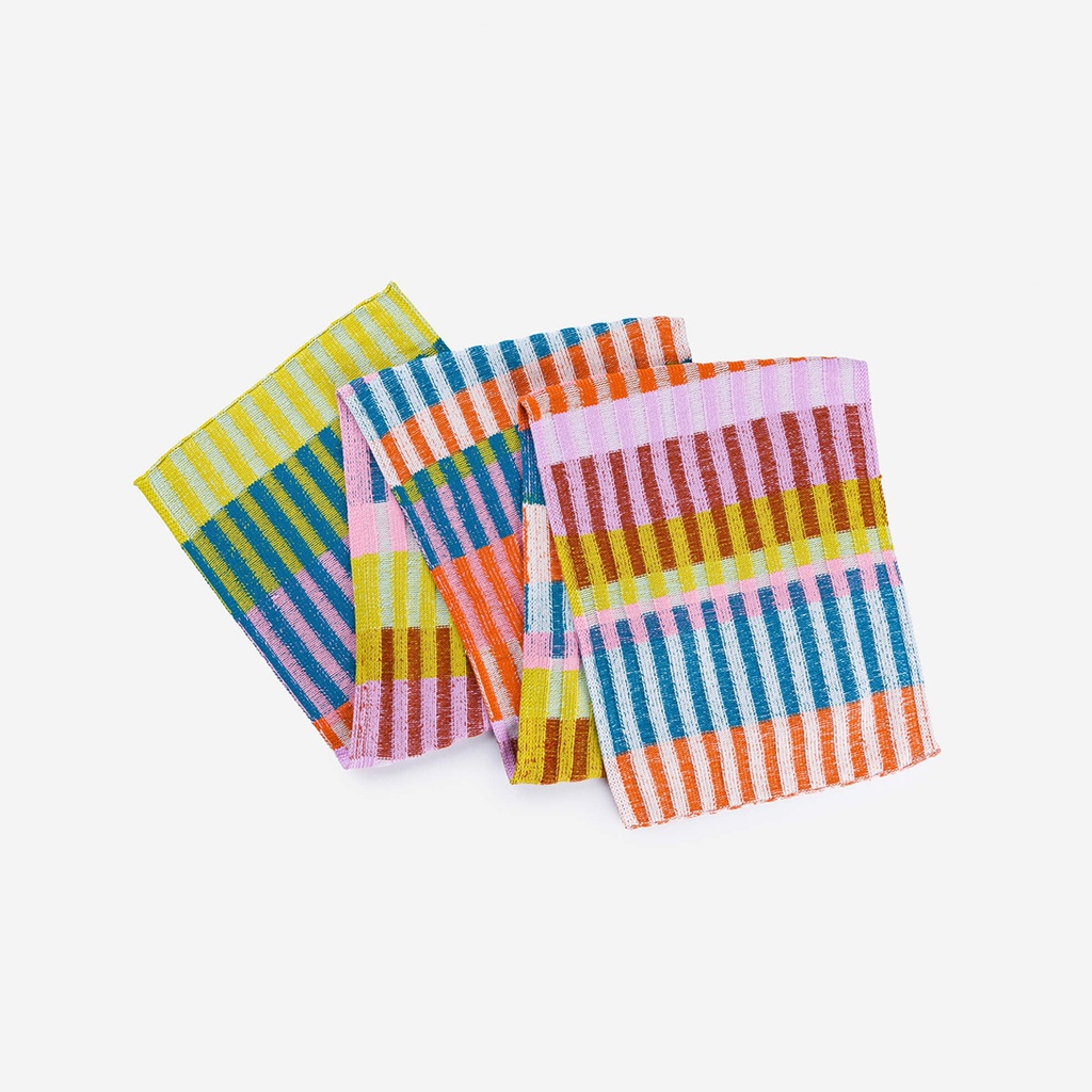 Mosaic Stripe Knit Scarf - Rust Lilac