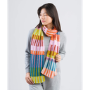 Mosaic Stripe Knit Scarf - Rust Lilac