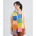 Patchwork Stripe Skinny Scarf - Rainbow