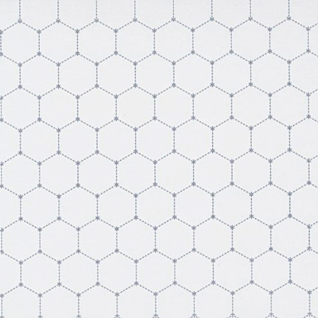HEXAGONS, SASHIKO CLOTH, WHITE