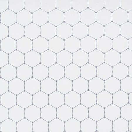 HEXAGONS, SASHIKO CLOTH, WHITE