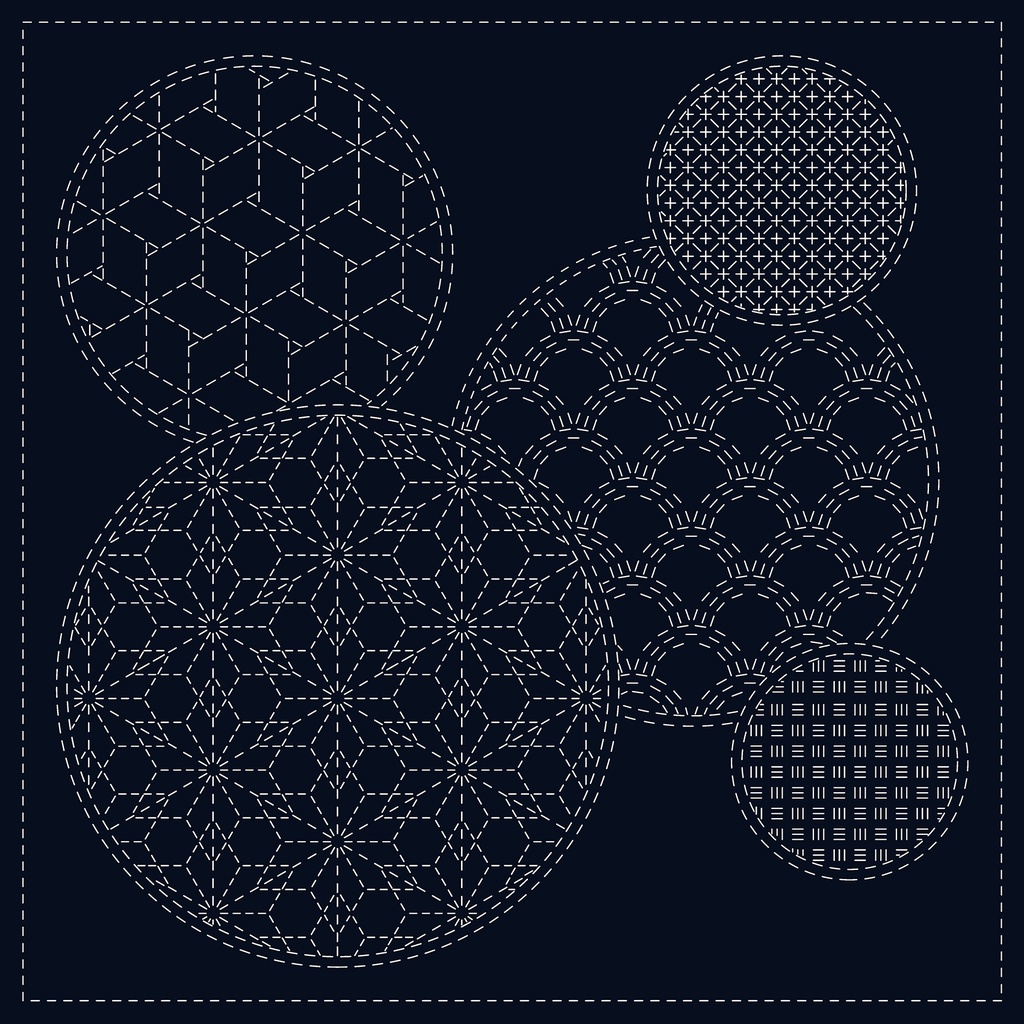 MIXED PATTERN, SASHIKO CLOTH, INDIGO