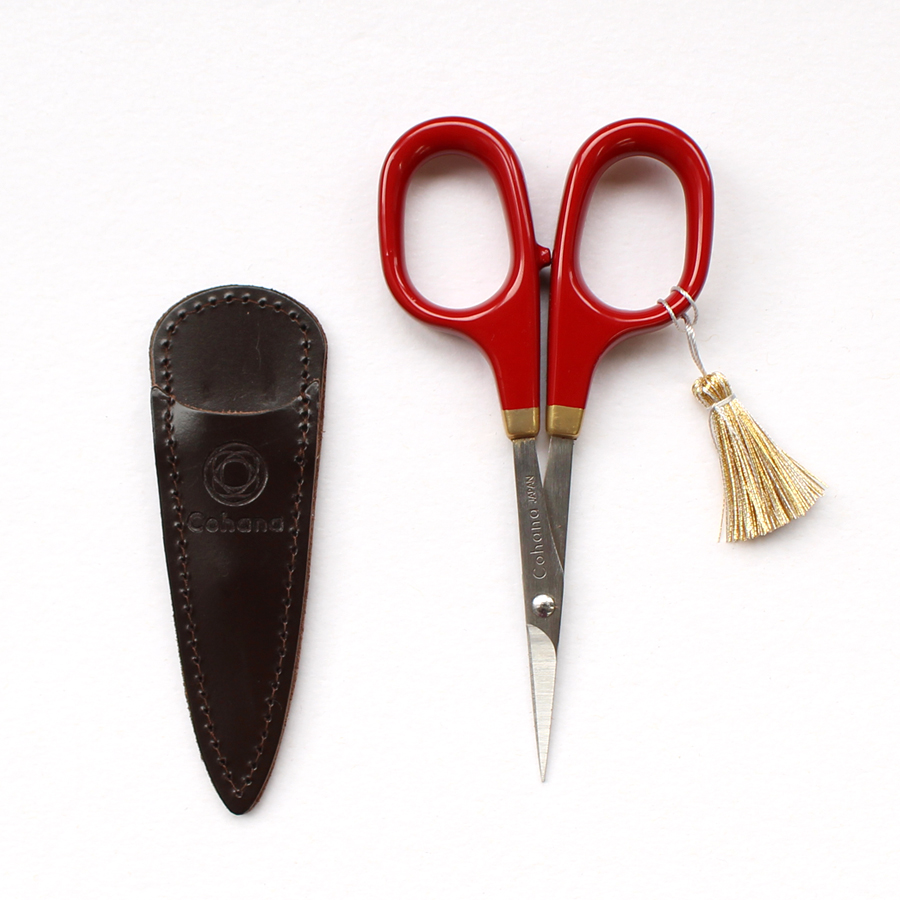 Cohana, Fine Scissors with Gold Lacquer, Red