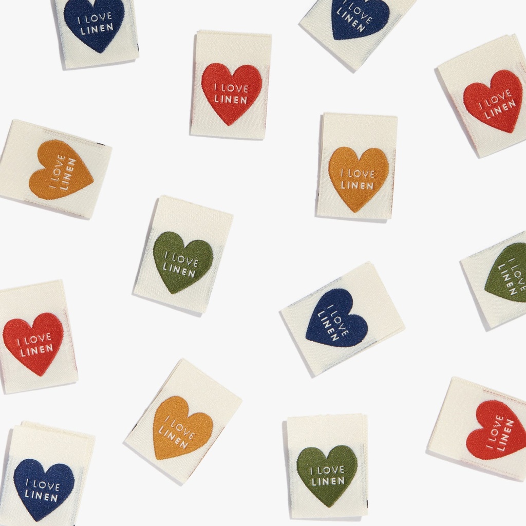 "I Love Linen" Woven Labels, 8pk