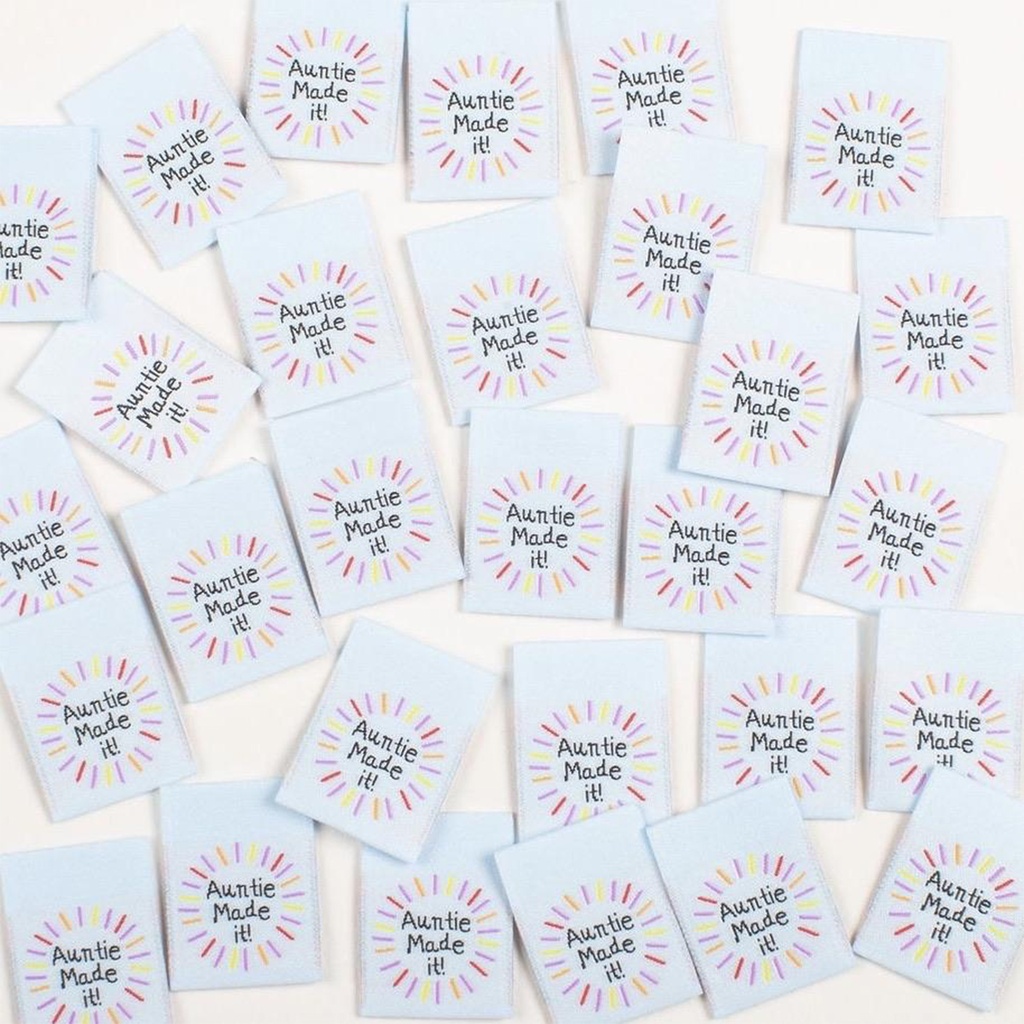 "Auntie Made It" Woven Labels, 8pk