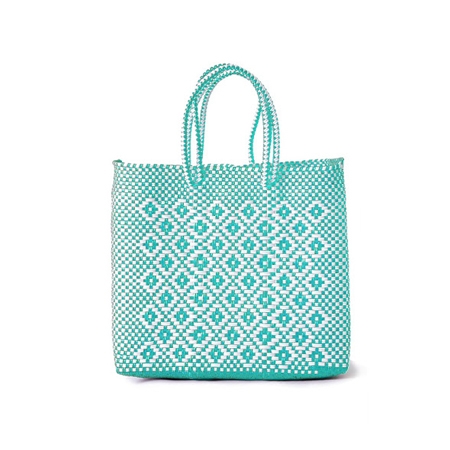 Mercado Bag Rombo Mint/White