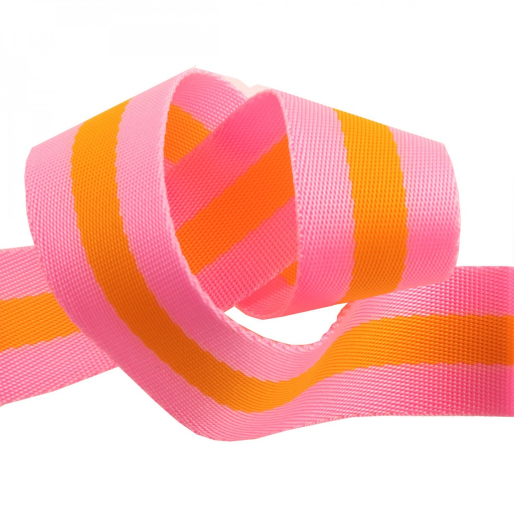 [RBYD_TK90-2] 1- 1/2" Webbing - Pink and Orange