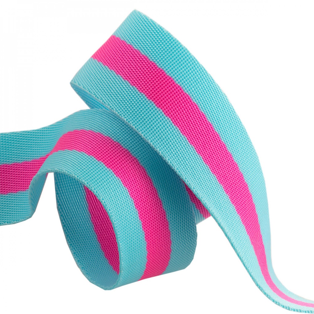 1- 1/2" Webbing - Aqua and Hot Pink