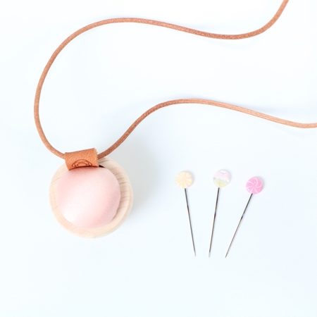 Cohana, Sakura Ohajiki Sewing Pins & Cypress Pincushion Necklace Set