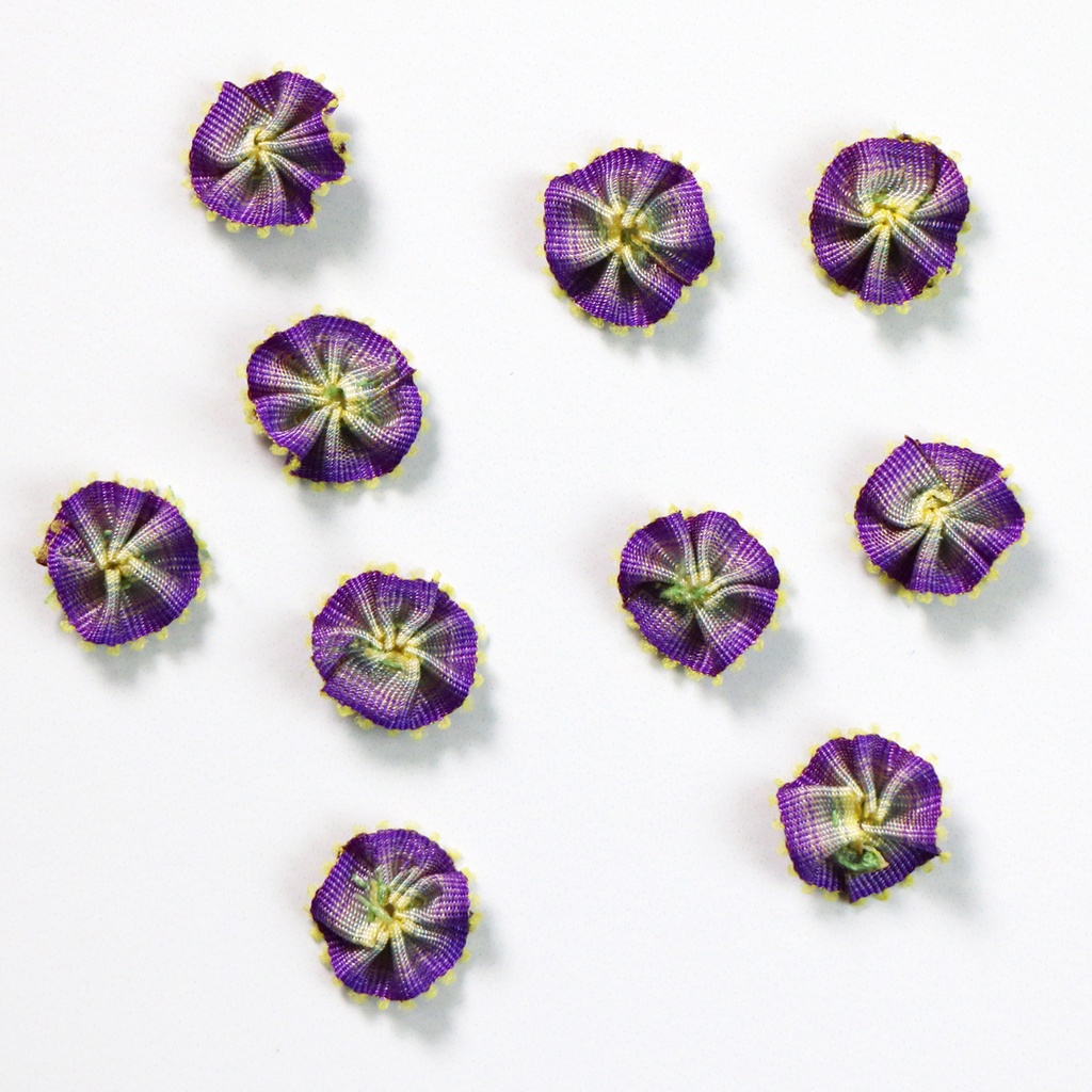 Purple, 10 Pack, 9/16" Ombre Ribbon Flowers