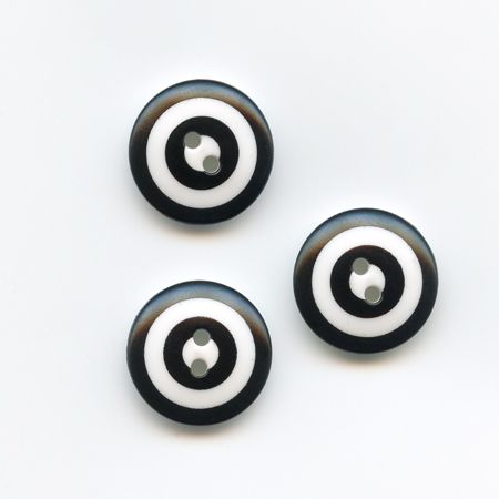 Kaffe Fassett, 15mm Target - Black & White Button Pack