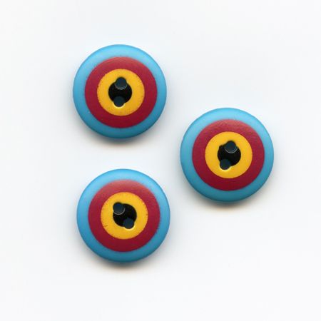 Kaffe Fassett, 15mm Target - Teal, Red, Orange Button Pack