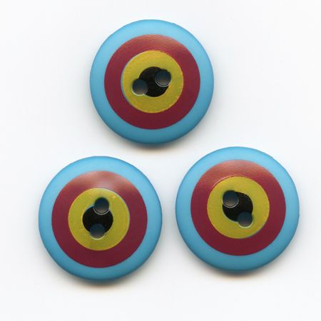 Kaffe Fassett, 20mm Target - Teal, Red, Orange Button Pack