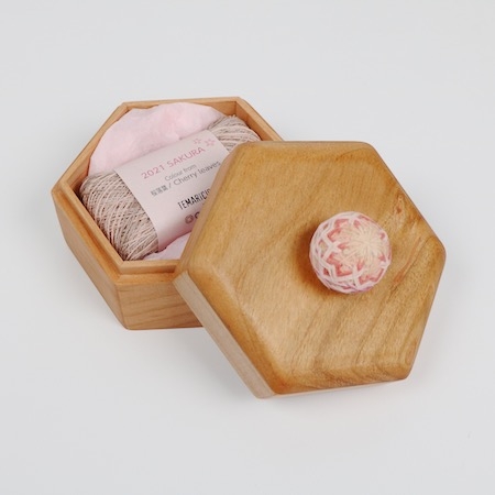 Cohana, Sakura Hexagonal Temari Box & Sakura-Dyed Yarn