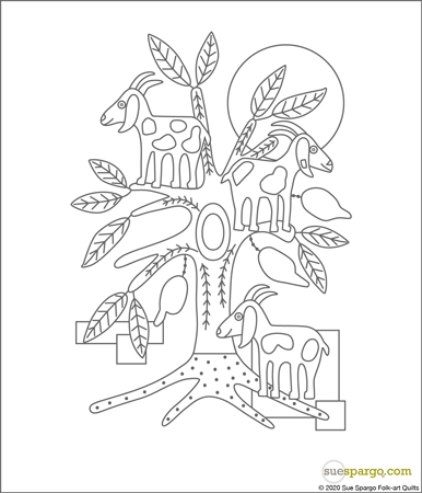 Grazing the Argan, Belgian Linen Embroidery Panel