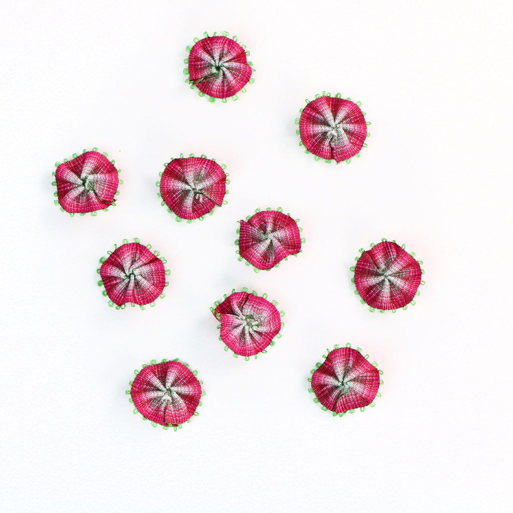 [APQ_ORF-10] Hollyhock, 10 Pack, 9/16" Ombre Ribbon Flowers