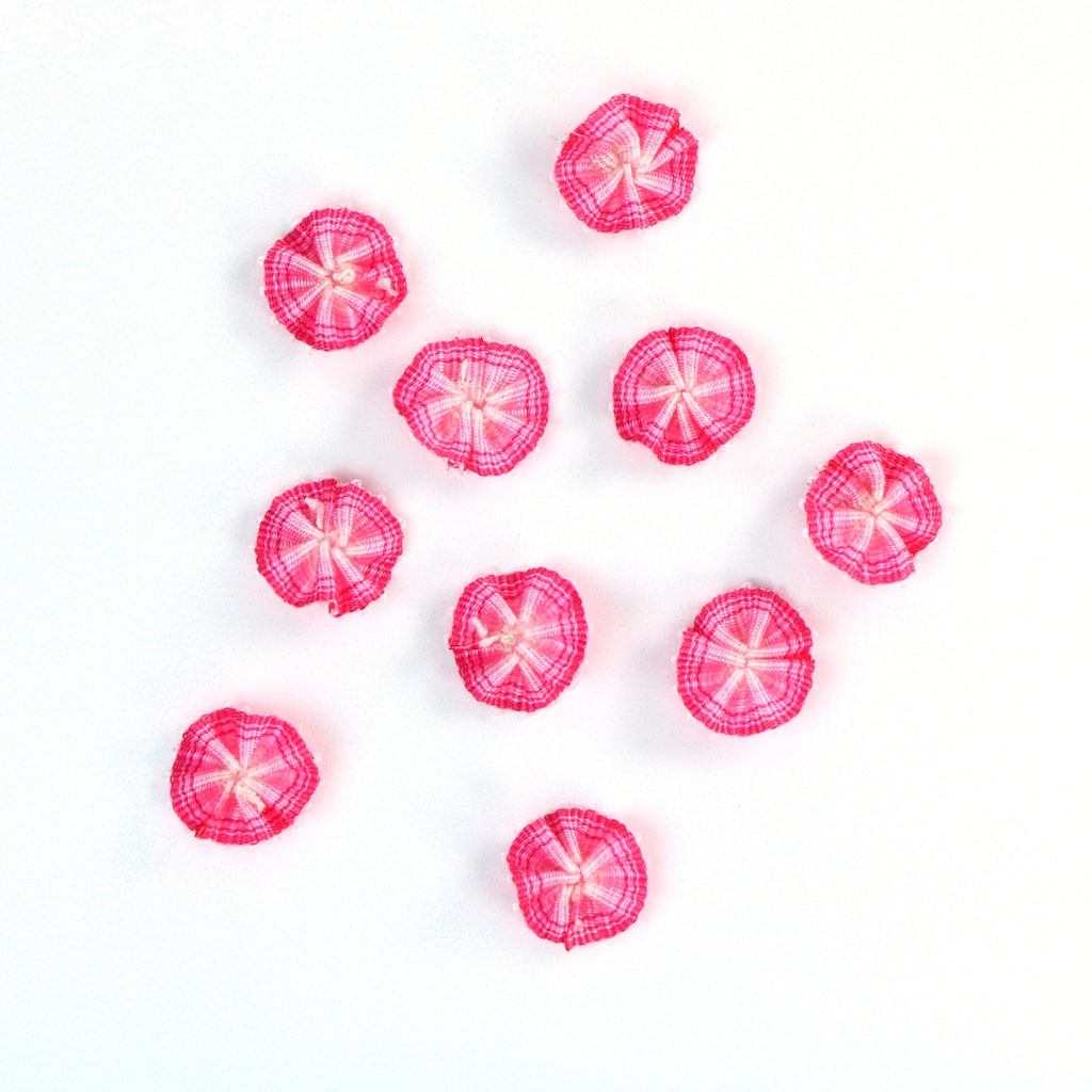 [APQ_ORF-12] Cosmos, 10 Pack, 9/16" Ombre Ribbon Flowers