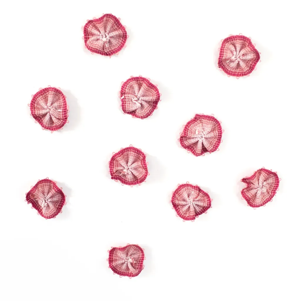[APQ_ORF-12] Cosmos, 10 Pack, 9/16" Ombre Ribbon Flowers